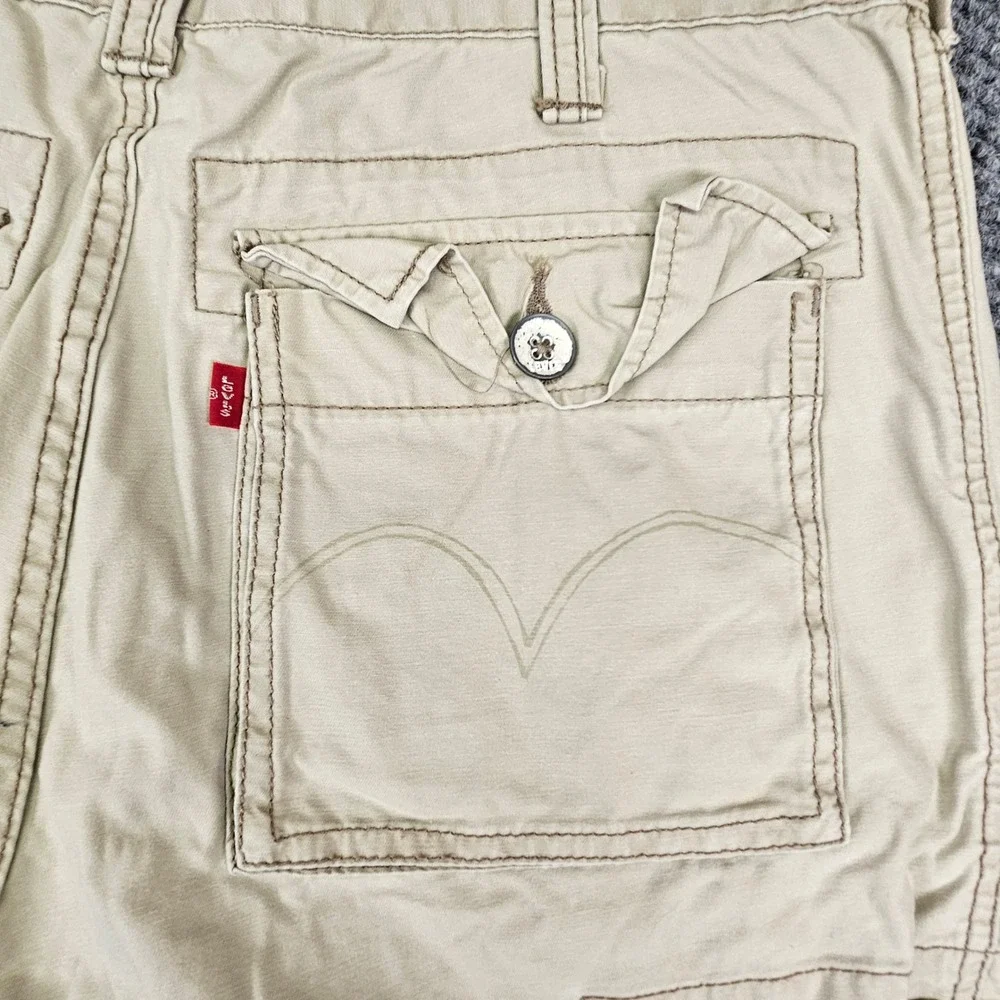 Vtg Y2k Levis Squad Cargo Shorts Mens W33 Tan Cotton Utility Hiking Pockets